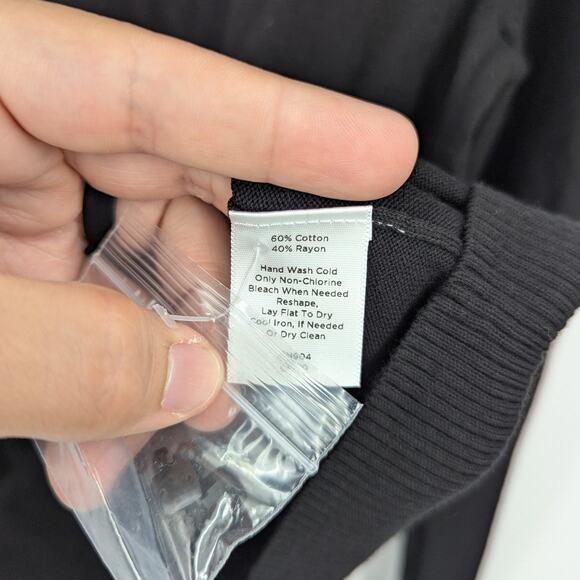 Talbots Petites Black Embellished Mock Neck Sweater PM Beaded Knit Modest Goth - Picture 7 of 7